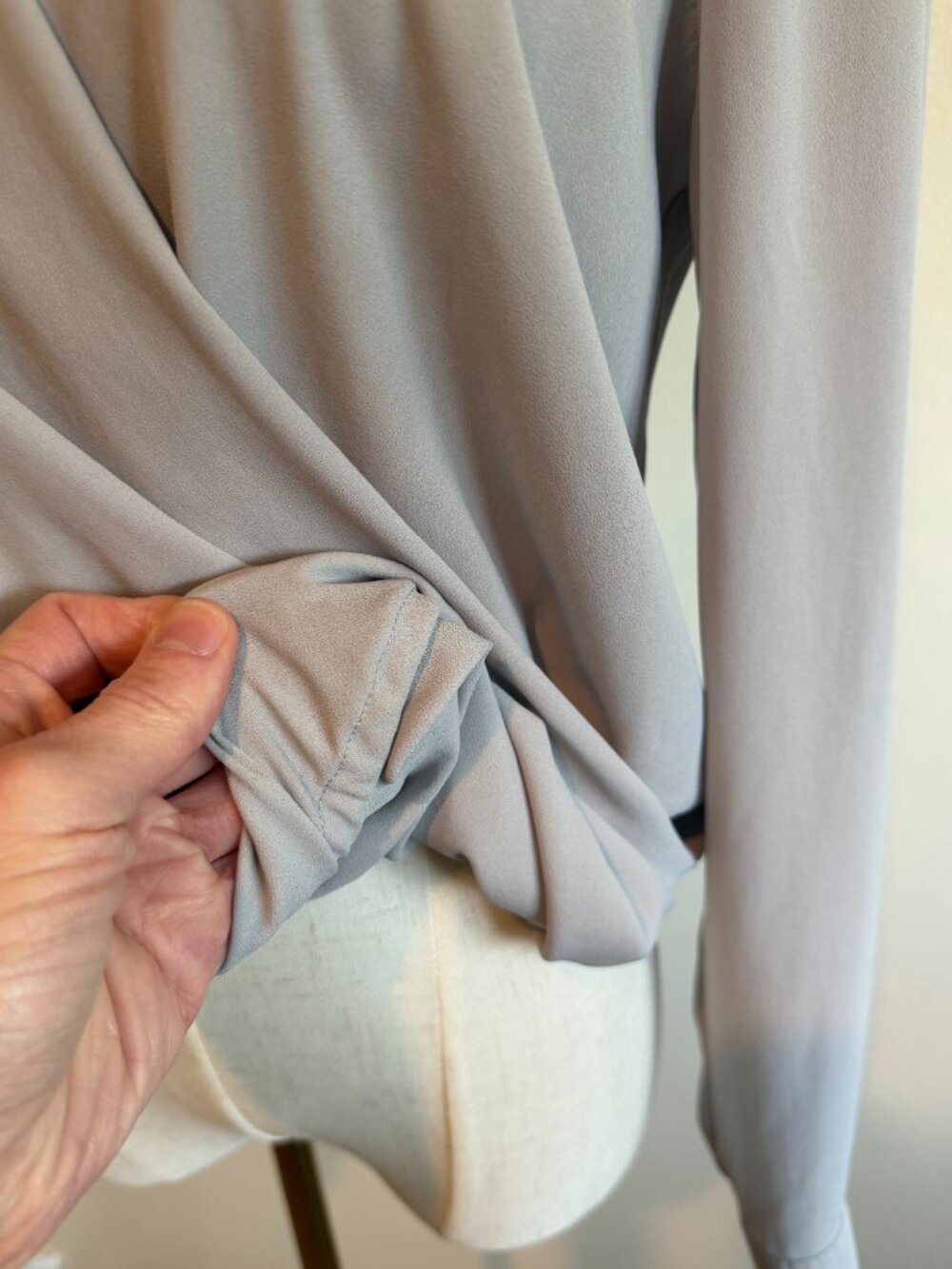 Ro & De Gray Faux Wrap Drapey Blouse | Minimalist Quiet Luxury - S - Picture 5 of 13